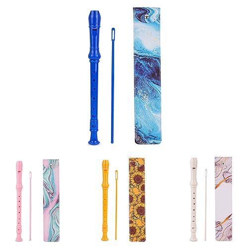 Jasenna Recorder Instrument for Beginner Adults,8-Hole Soprano Descant Recorder Music Flute with with Cleaning Rod & Leather Case For Home Entertainment(2-Purple Blue Splash-ink） - Image 2