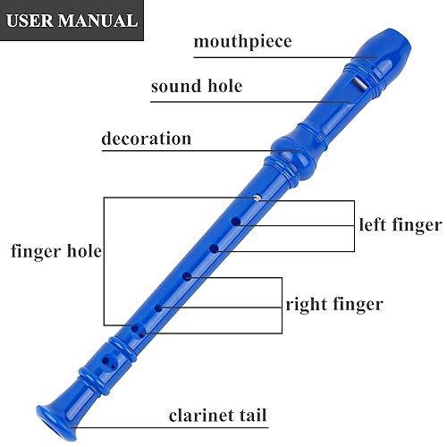 Jasenna Recorder Instrument for Beginner Adults,8-Hole Soprano Descant Recorder Music Flute with with Cleaning Rod & Leather Case For Home Entertainment(2-Purple Blue Splash-ink） - Image 5