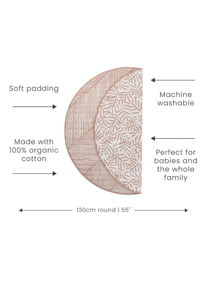 Toddlekind 100% Organic Cotton 48" Reversible Quilted Luxe Play Mat for Babies/Toddlers, Multifunctional, Sea Shell (Nude Pink) - Image 2