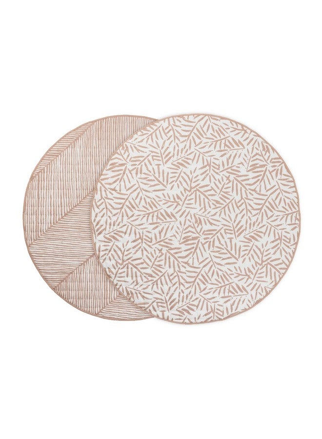 Toddlekind 100% Organic Cotton 48" Reversible Quilted Luxe Play Mat for Babies/Toddlers, Multifunctional, Sea Shell (Nude Pink) - Image 1