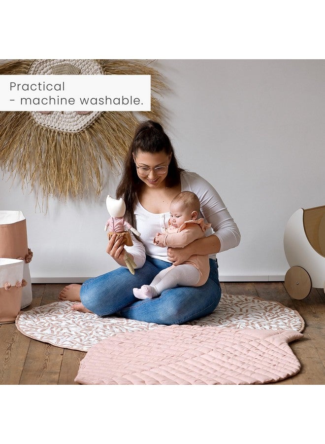 Toddlekind 100% Organic Cotton 48" Reversible Quilted Luxe Play Mat for Babies/Toddlers, Multifunctional, Sea Shell (Nude Pink) - Image 5