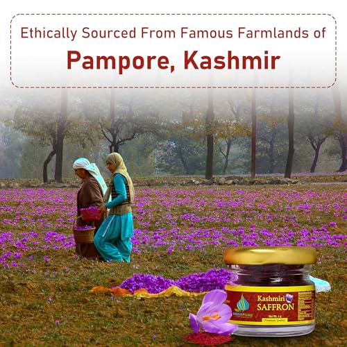 VEDAPURE Original Kashmiri Saffron (1gm), Certified A+ Grade Kashmiri Kesar For Cooking & Personal Use, Authentic, Pure & Aromatic Kashmiri Kumkuma Puvvu, Improves Overall Wellness - Image 4