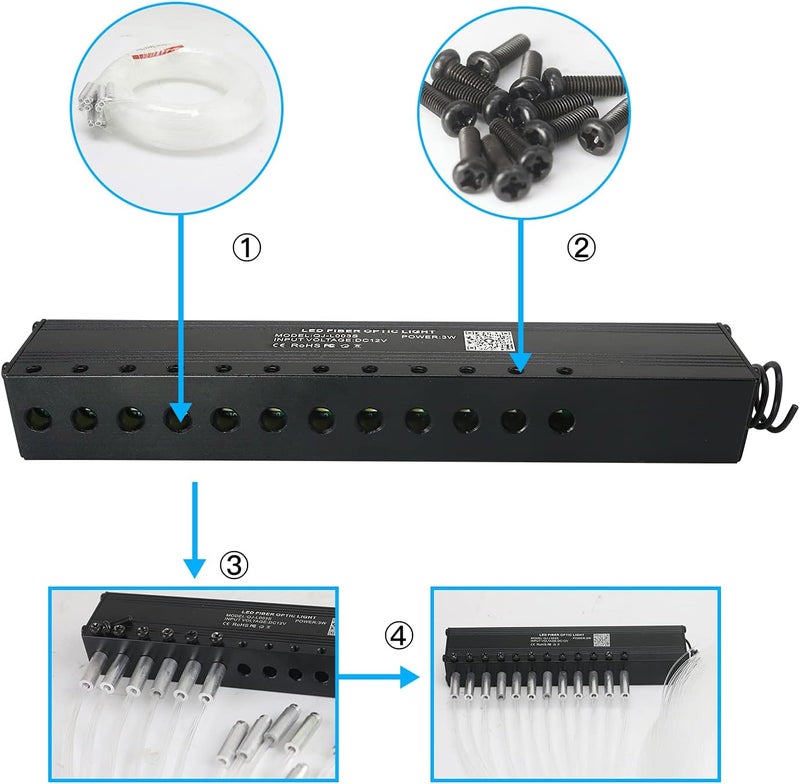 Amki 96pcs*0.04in*13.1ft Pure White Meteor Shooting Stars Effect Fiber Optic Lights Kit,12 Holes LED Meteor Light Engine with Bluetooth+RF Remote Control 20 Meteor Modes - Image 5