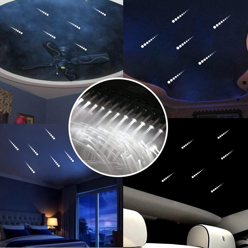 Amki 96pcs*0.04in*13.1ft Pure White Meteor Shooting Stars Effect Fiber Optic Lights Kit,12 Holes LED Meteor Light Engine with Bluetooth+RF Remote Control 20 Meteor Modes - Image 4