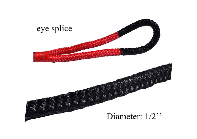 QIQU Kinetic Recovery Rope, 1/2" x 20ft, Double Braided Nylon (Black) - Image 4