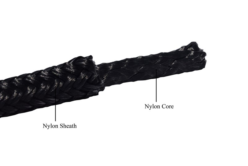 QIQU Kinetic Recovery Rope, 1/2" x 20ft, Double Braided Nylon (Black) - Image 3