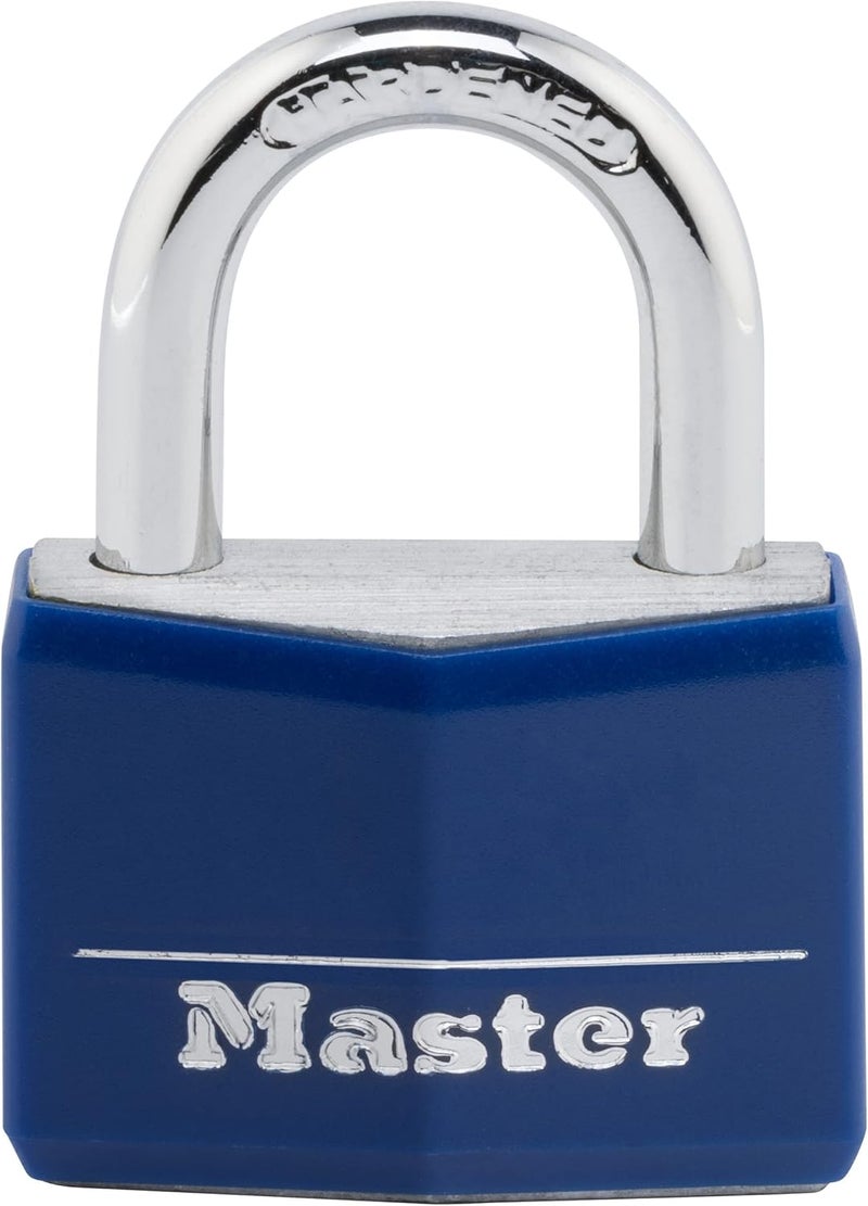 MasterLock Blue Vinyl Covered Aluminum Keyed Padlock, Small Lock for Gym or School Locker can be Used Indoors or Outdoors, 142DCM - Image 1