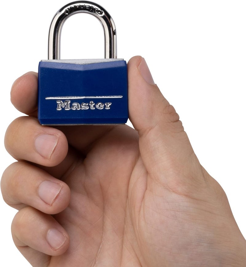 MasterLock Blue Vinyl Covered Aluminum Keyed Padlock, Small Lock for Gym or School Locker can be Used Indoors or Outdoors, 142DCM - Image 4
