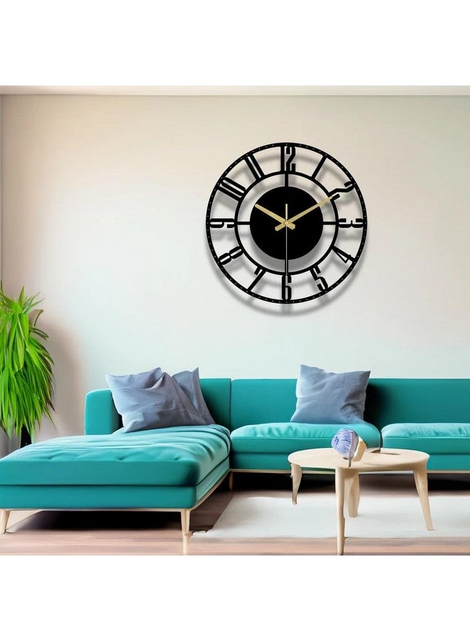 AVVIC MARTMaterial Metal Wall Clock Big Size Wall Clock Modern Clocks for Living Room Stylish Wall Clocks for Home Decoration Designer Wall Clock Black (40 CM) Style-12 - Image 1