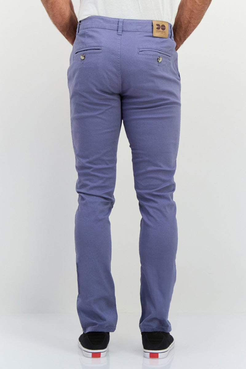 CROSSHATCH Men Slim Fit Plain Chino Pants, Pale Blue - Image 3