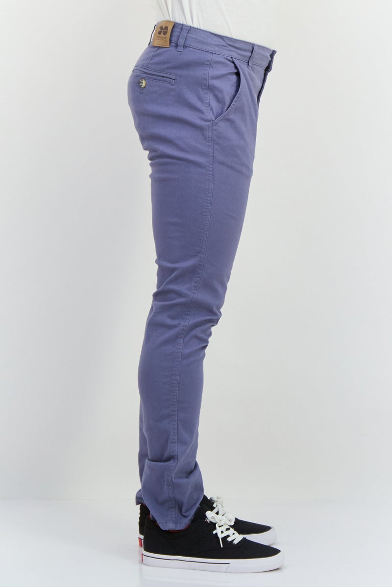 CROSSHATCH Men Slim Fit Plain Chino Pants, Pale Blue - Image 2