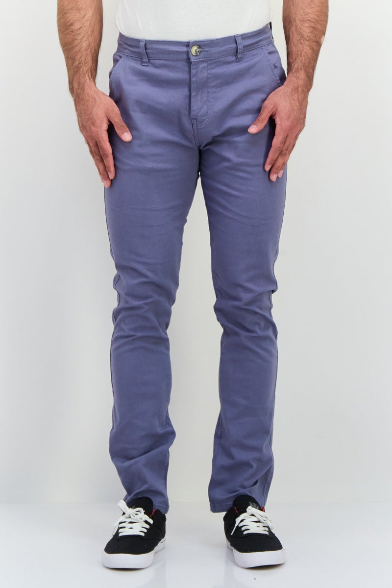 CROSSHATCH Men Slim Fit Plain Chino Pants, Pale Blue - Image 1
