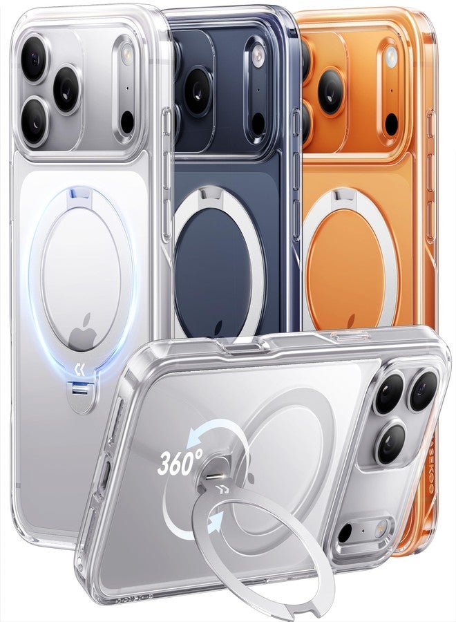 CASEKOO Clear for iPhone 17 Pro Max Case with 360 Spin Magnetic Stand [Fit for MagSafe][17FT Military Protection] Slim Polished for iPhone 17 Pro Max Case with Stand 6.9'', Clear - Image 1