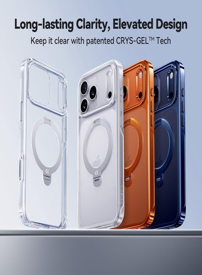 CASEKOO Clear for iPhone 17 Pro Max Case with 360 Spin Magnetic Stand [Fit for MagSafe][17FT Military Protection] Slim Polished for iPhone 17 Pro Max Case with Stand 6.9'', Clear - Image 2