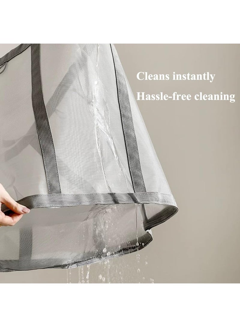 ممون سلة غسيل قابلة للطي مثبتة على الحائط، سلة شبكية من النايلون قابلة للطي مع مقابض حمل معززة للغسيل أو الحمام أو السكن الجامعي أو السفر (رمادي) - Image 4