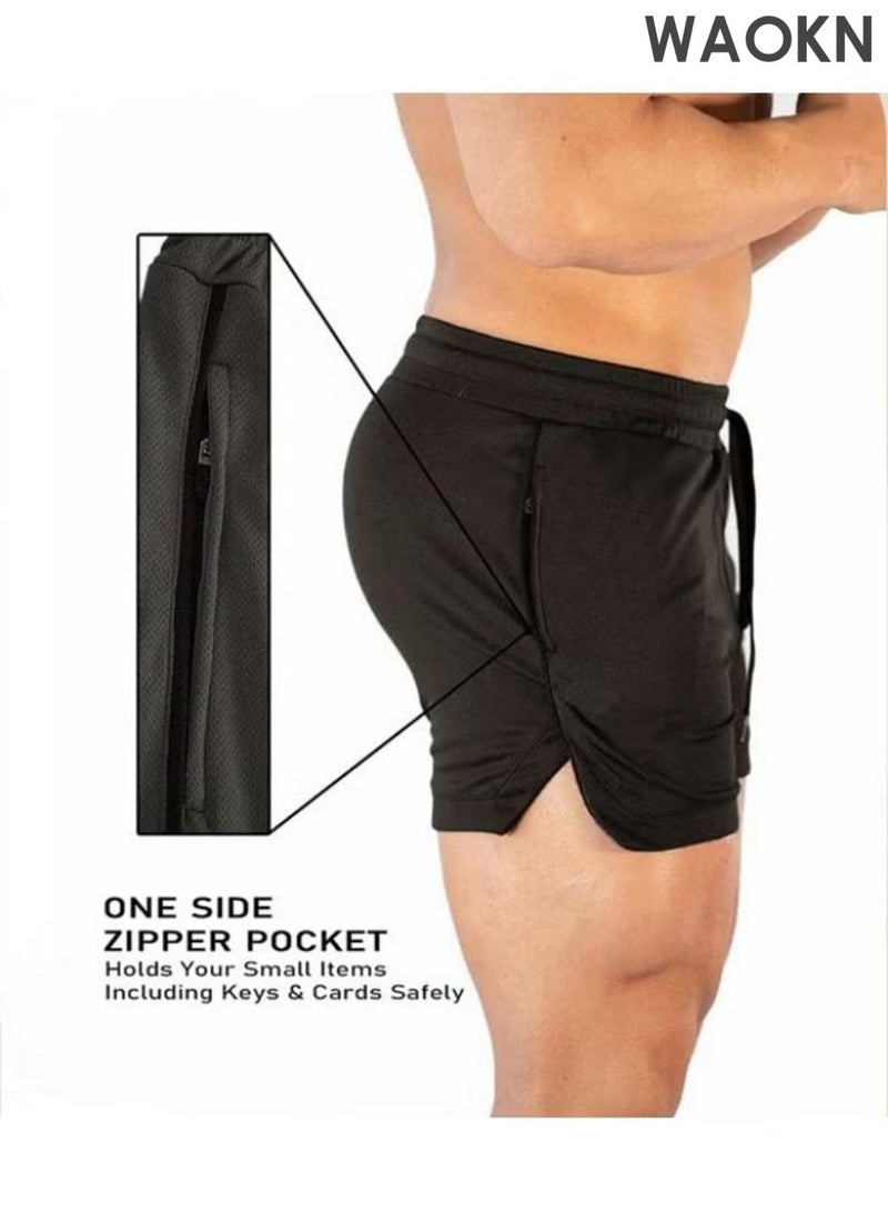 WAOKN Men's sports shorts, gym exercise shorts, quick drying sports shorts, fashionable and casual, lightweight sports shorts with pockets, men's drawstring running shorts, breathable fitness training shorts. - Image 3