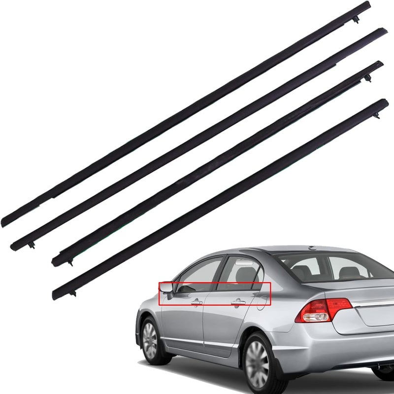 ANTUKO 4PCS Outside Window Moulding Weatherstrip Seal Belt Replacement for Honda Civic 2006-2011 - Black - Image 1