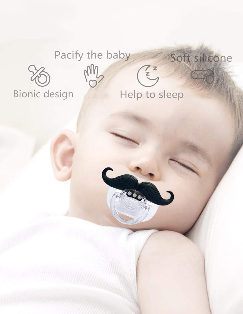 Cluckyu Baby Funny Pacifier Cute Kissable Mustache for Babies and Toddlers Unisex - 0-6 Months Baby Orthodontic Mustache Pacifier BPA Free -Pack of 2 - Image 2