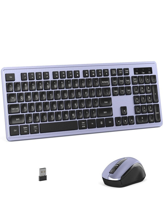 MPTOG Wireless Keyboard and Mouse Combo, Full-Size 104-Key Office Keyboard with 15 Function Keys, Numeric Keypad, Single USB Receiver, Compatible with PC and Laptop(Purple) - Image 1