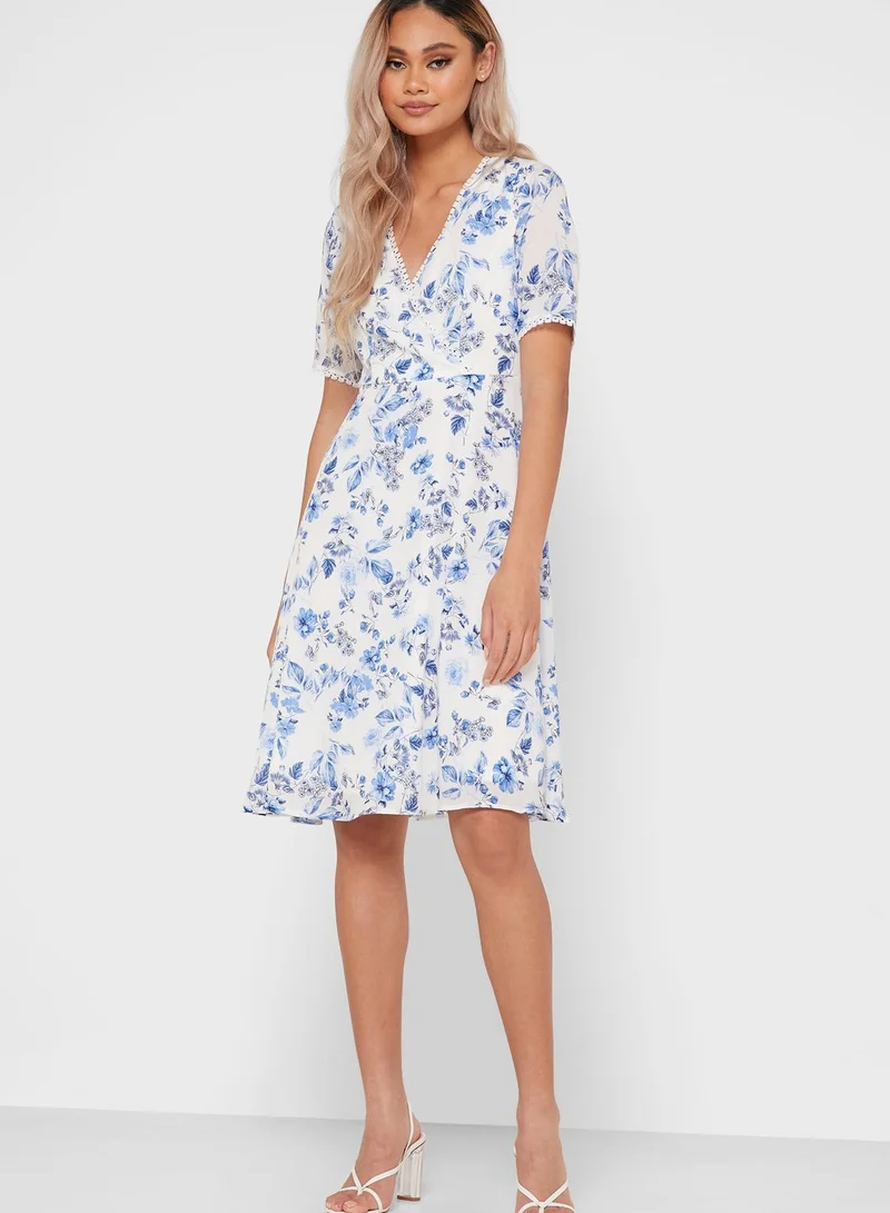 Ginger Floral Print Wrap Front Mini Dress