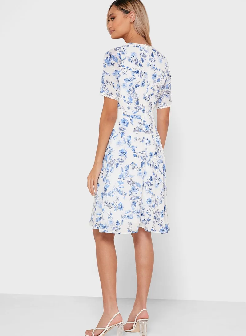 Ginger Floral Print Wrap Front Mini Dress