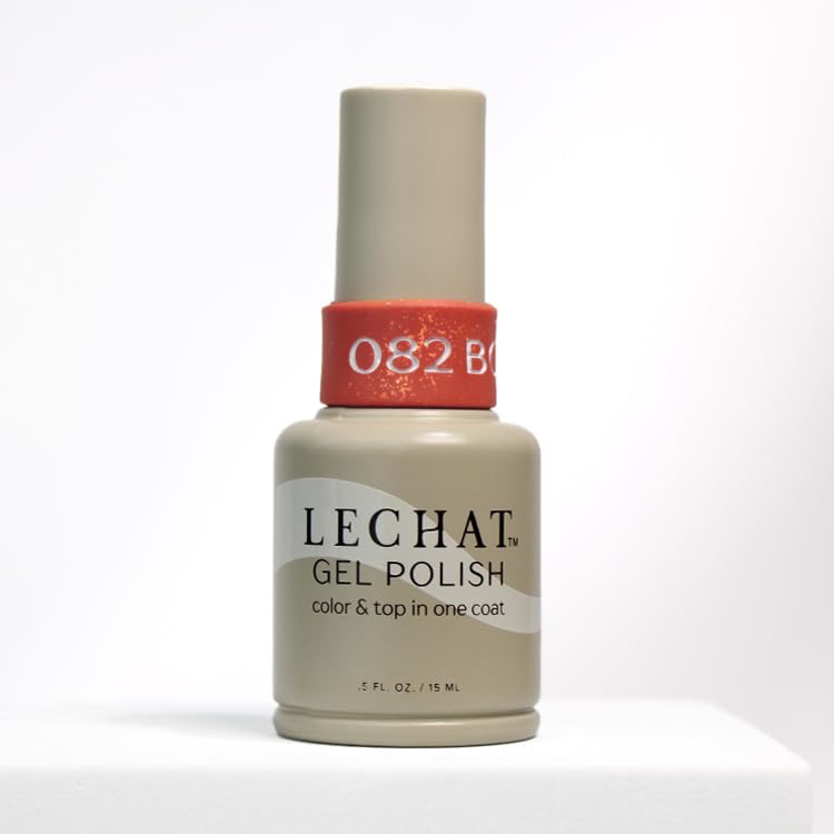 LECHAT Gel Polish - Bonfire, Color and Top in One Coat, Shiny Long-Wear, Shimmery Orange Gel Polish - Image 1