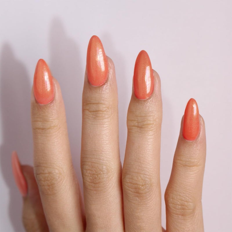 LECHAT Gel Polish - Bonfire, Color and Top in One Coat, Shiny Long-Wear, Shimmery Orange Gel Polish - Image 3