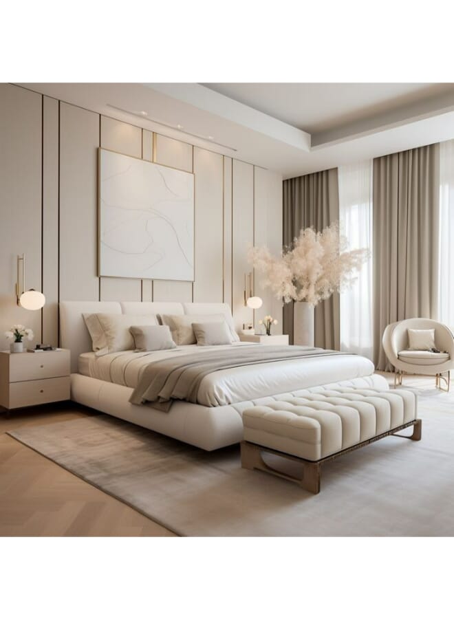 Royal Beige velvet MajesticMist Bed 200x200x125