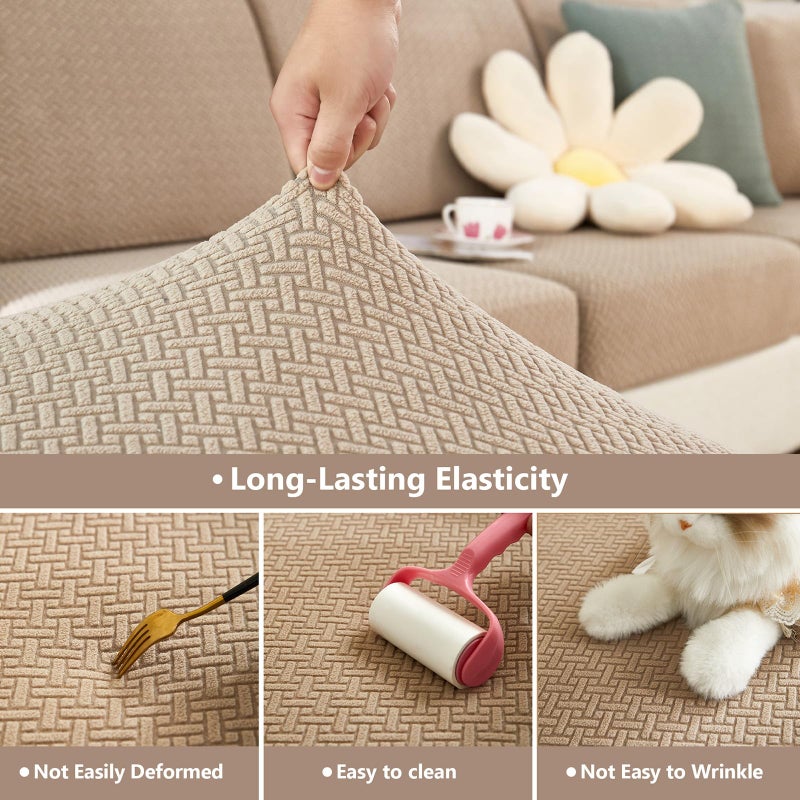 Yoovat Couch Cushion Covers for Sofa Couch Covers Wear-Resistant Universal Sofa Cover Washable Stretch for Sectional Slipcovers (Texture-Light Coffee,Back Cover M) - Image 5