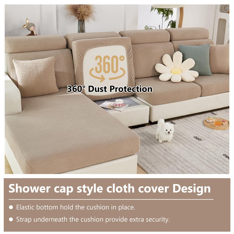 Yoovat Couch Cushion Covers for Sofa Couch Covers Wear-Resistant Universal Sofa Cover Washable Stretch for Sectional Slipcovers (Texture-Light Coffee,Back Cover M) - Image 4