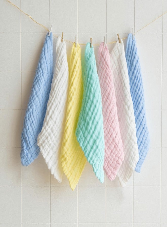 EMSAAG Muslin Baby Washcloths Pack of 7 - Soft Face Cloths for Newborn, Absorbent Baby Bath and Face Towels, 100% Cotton Baby Wipes, Burp Cloths, Feeding Towels for Babies and Infants - 10 x 10’’ - Image 2