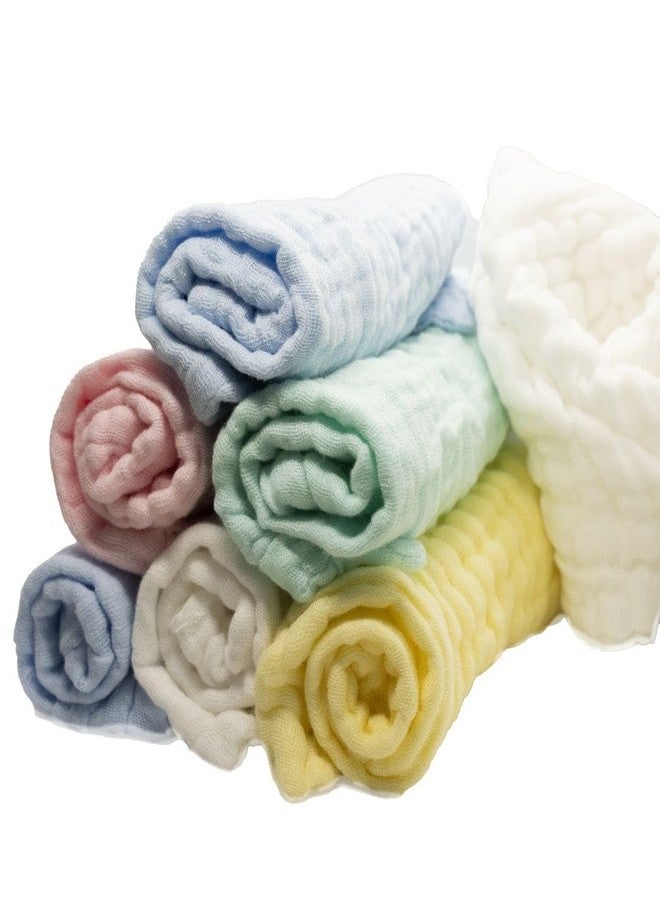 EMSAAG Muslin Baby Washcloths Pack of 7 - Soft Face Cloths for Newborn, Absorbent Baby Bath and Face Towels, 100% Cotton Baby Wipes, Burp Cloths, Feeding Towels for Babies and Infants - 10 x 10’’ - Image 1