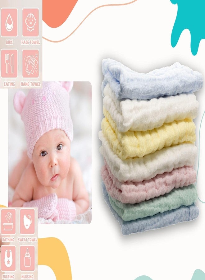 EMSAAG Muslin Baby Washcloths Pack of 7 - Soft Face Cloths for Newborn, Absorbent Baby Bath and Face Towels, 100% Cotton Baby Wipes, Burp Cloths, Feeding Towels for Babies and Infants - 10 x 10’’ - Image 4