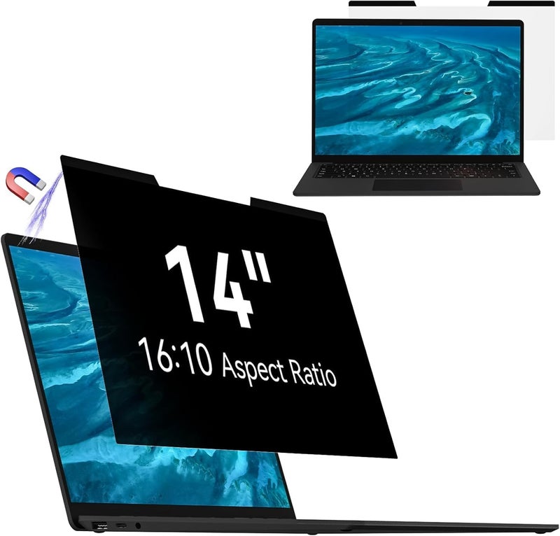 Mamol Magnetic Laptop Privacy Screen 14 inch,16:10 Aspect Removable Anti Glare Protector Blue Light Privacy Screen Filter,Filter Shield Compatible with HP/Dell/Acer/Asus/Samsung/Lenovo/Thinkpad Envy - Image 1