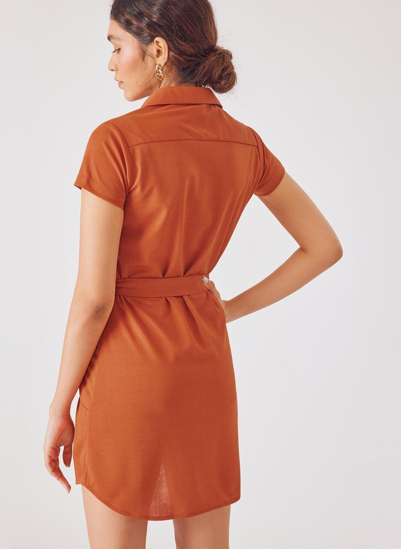 The Label Life Collared Tie-Waist Shirt Dress - Image 3