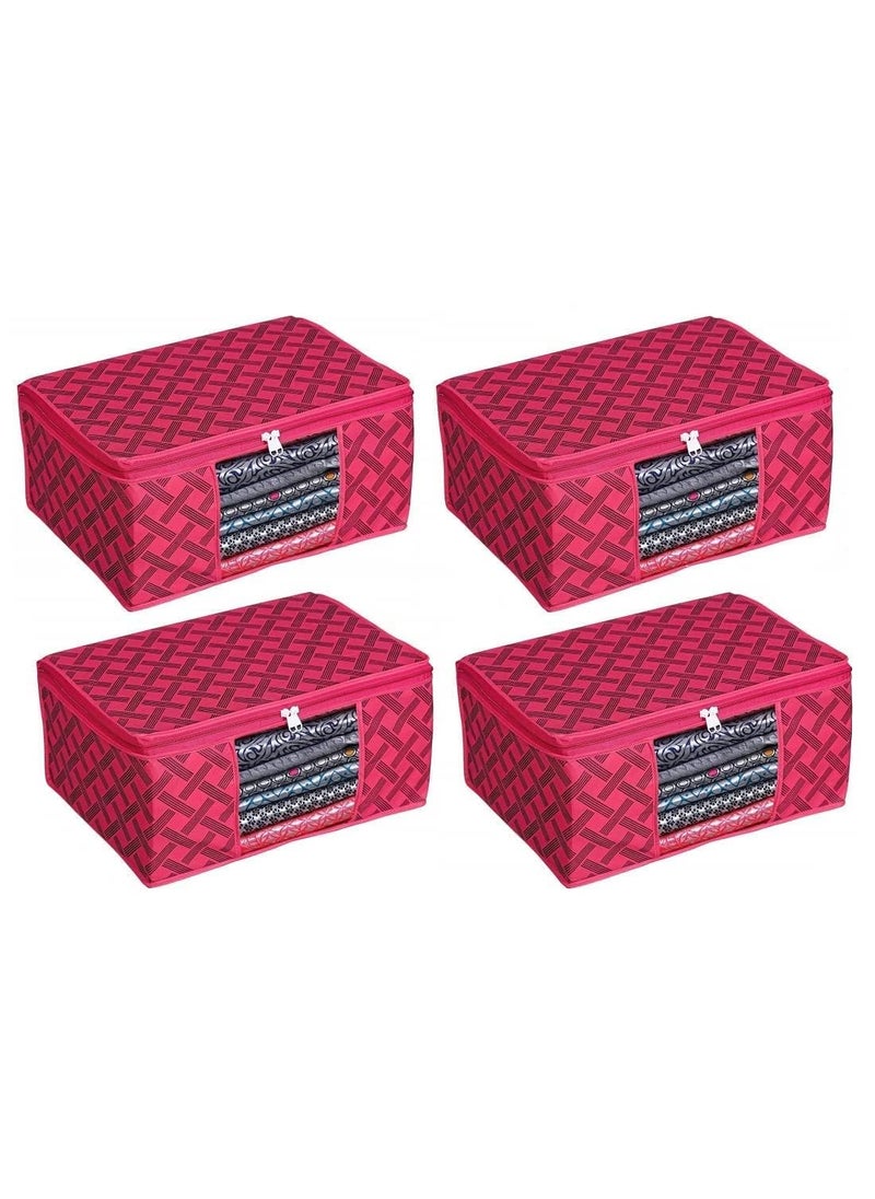 Perpetual Perpetual Saree Organizer For Wardrobe Foldable Saree Covers With Zip Multipurpose Storage Bag For Suit Lehanga Dress Packing With Transparent Window Pack of 3 RDkc  - Image 2