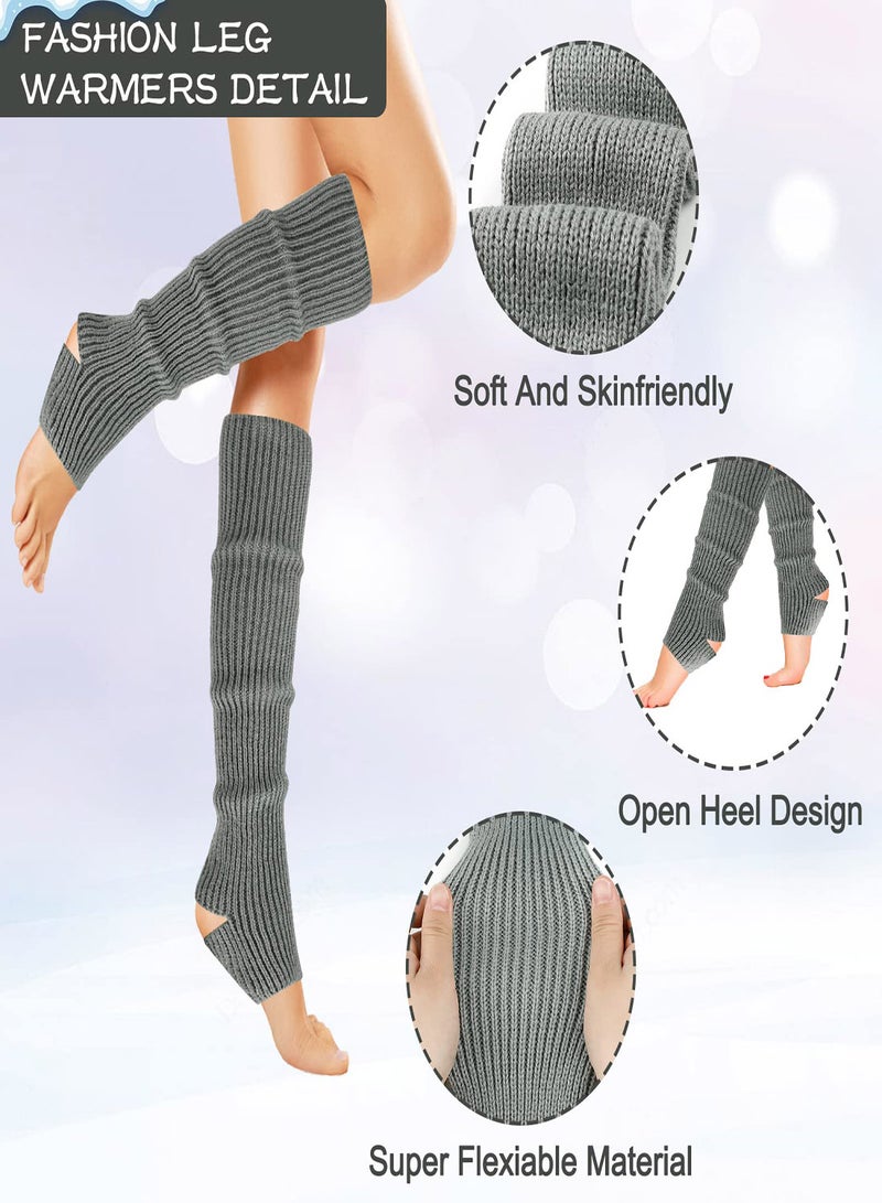 Winter Ribbed Knit Leg Warmers for Women - 2 Pairs of Toeless Ballet Leg Sleeves for Dance, Yoga, and Sports - Comfortable Foot Warmers for Active Girls - Image 2