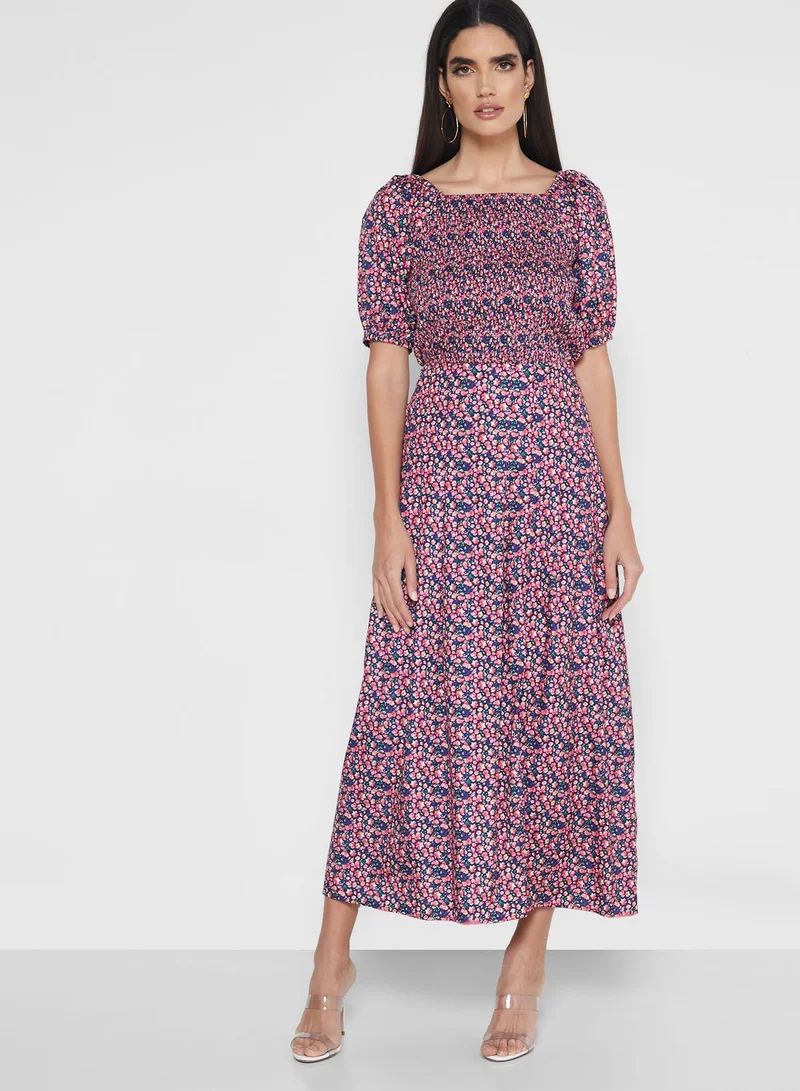 RINA Floral Print Front Slit Skirt