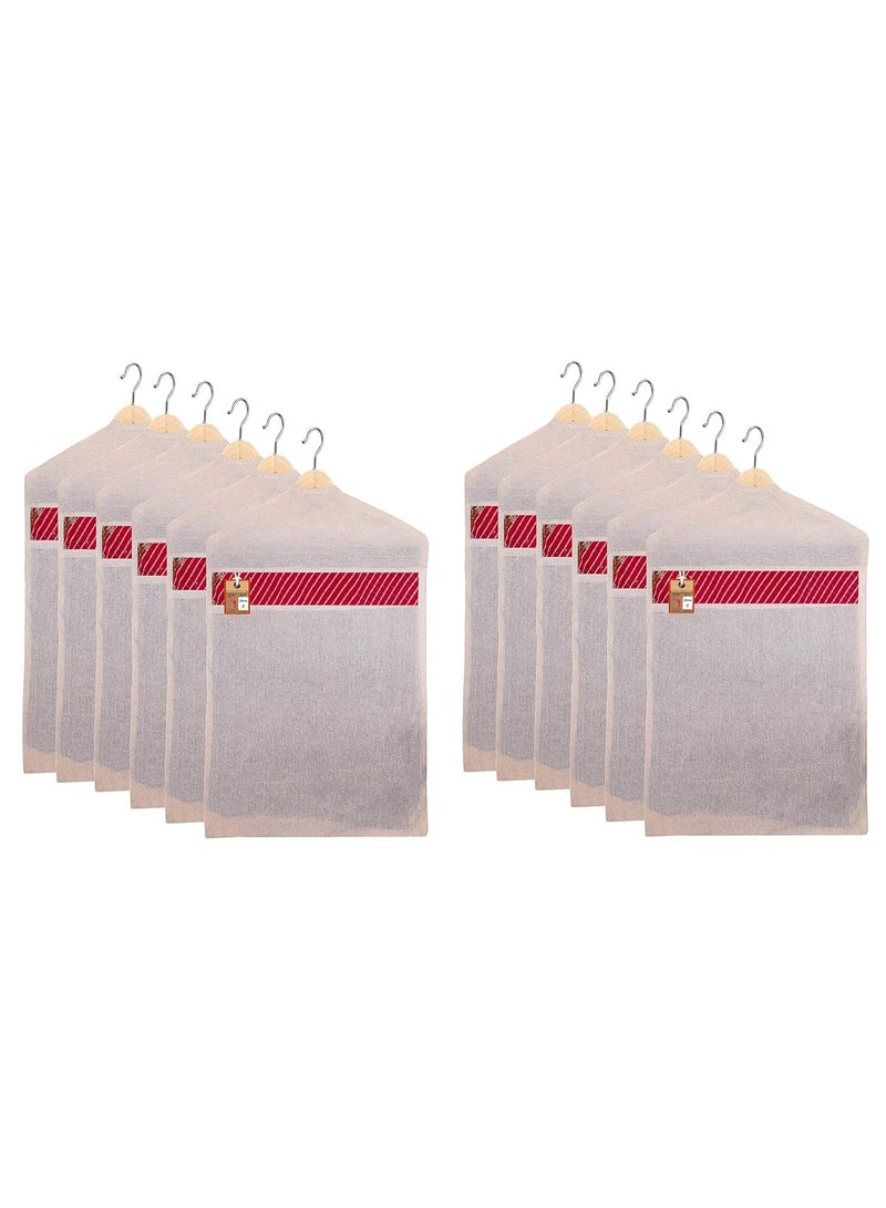 atorakushon Hanging Saree Covers 100% Cotton Wardrobe Cloth organizer for Storage Garment Storage Bags Pack of 12 (Hangers are Not Included) - Image 1