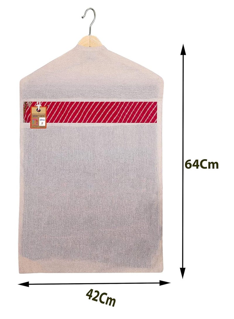 atorakushon Hanging Saree Covers 100% Cotton Wardrobe Cloth organizer for Storage Garment Storage Bags Pack of 12 (Hangers are Not Included) - Image 4