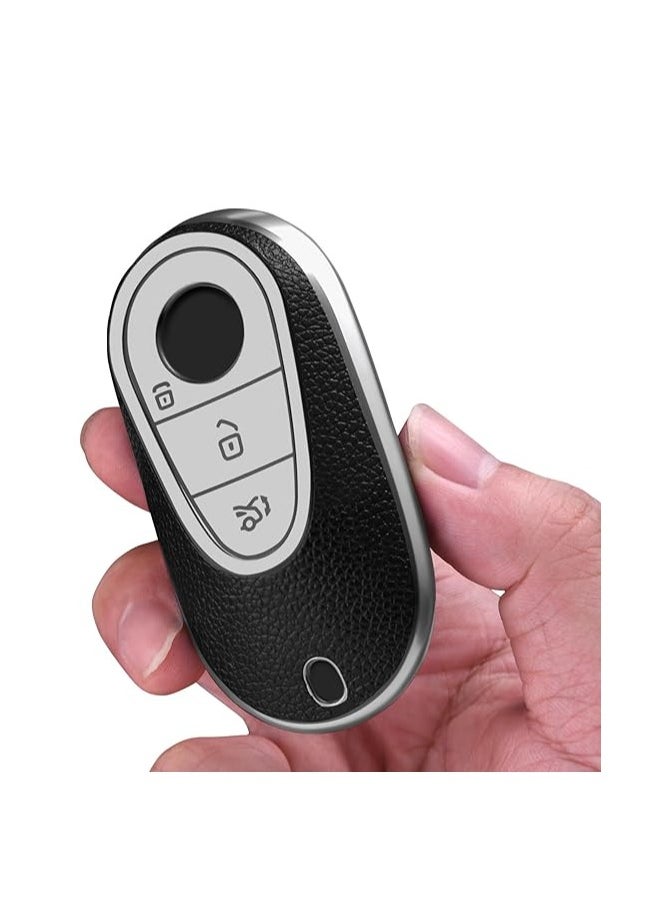 OUYoo OUYoo Car Key Case for Mercedes Benz, Key Case Cover for Mercedes Benz C S Class W206 W223 2020UP, Key Case Protective Accessory,Bring a key chain.(Blue)  - Image 3