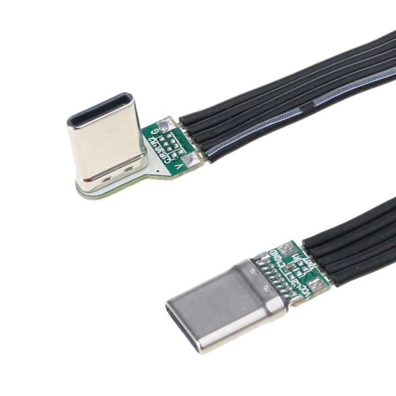 كابل سيليكون مسطح USB من النوع C إلى C بطول 15 سم بزاوية يسار ويمين ومستقيم للهواتف الذكية والأجهزة اللوحية - Image 1