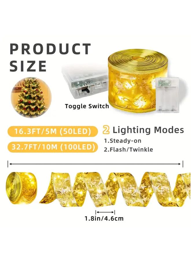 شريط عيد الميلاد ضوء الجنية 50 LED ضوء دافئ 2 وضع تعمل بالبطارية ديكور العطلات - Image 4