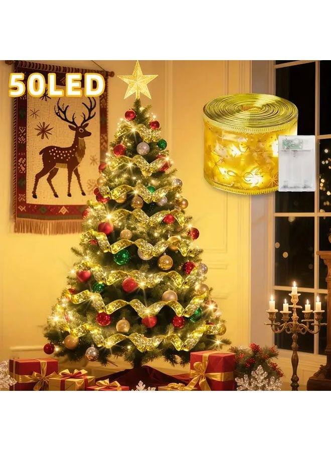 شريط عيد الميلاد ضوء الجنية 50 LED ضوء دافئ 2 وضع تعمل بالبطارية ديكور العطلات - Image 1