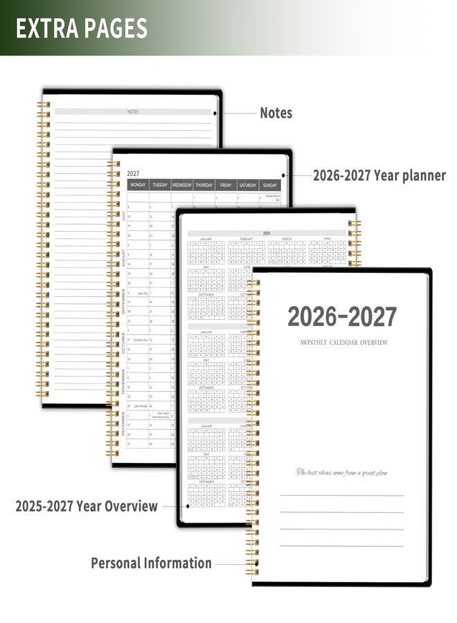 KAICN Monthly Planner 2026-2027, 2 year calendar 2026-2027 Calendar Book from Jan 2026 - Dec 2027 with Waterproof PVC Cover, 9'' x 11'', Organize Schedule for School, Office, Family,Black - Image 5