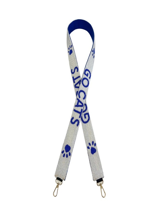 Lashicorn Beaded Purse Strap Kentucky Royal Blue & White College Game Day Clear Handbag Replacement Strap Paw Stadium Football University 49 x 1.75” Gold Hardware Clips - Image 1