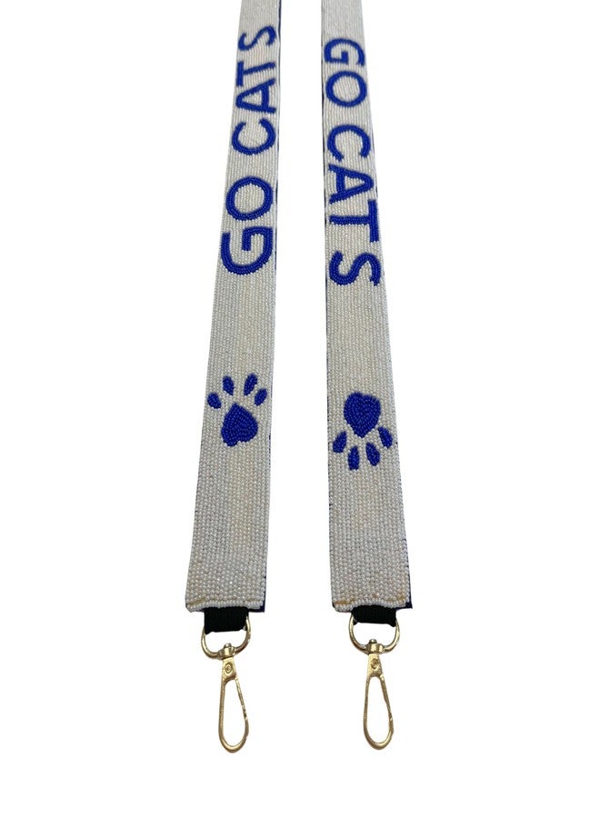 Lashicorn Beaded Purse Strap Kentucky Royal Blue & White College Game Day Clear Handbag Replacement Strap Paw Stadium Football University 49 x 1.75” Gold Hardware Clips - Image 3