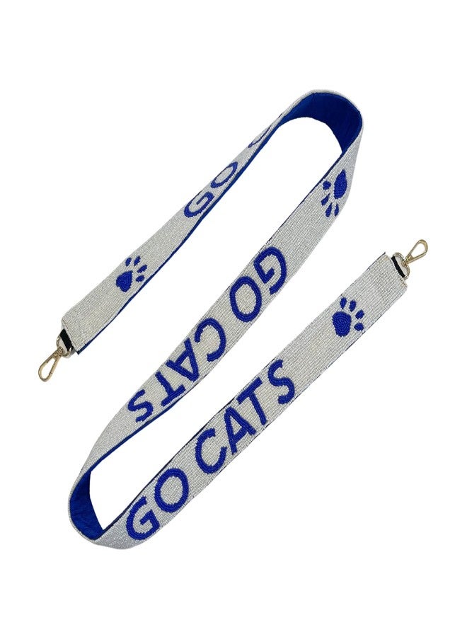 Lashicorn Beaded Purse Strap Kentucky Royal Blue & White College Game Day Clear Handbag Replacement Strap Paw Stadium Football University 49 x 1.75” Gold Hardware Clips - Image 2