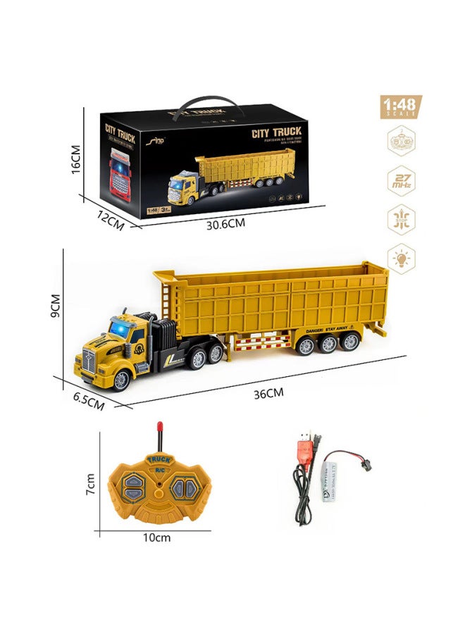 Wireless Remote Control Semi-truck Engineering Vehicle Heavy Transport Truck Large Tractor Trailer Self-dumping Boys Model Toy-Color:QH200-1D Long Head Dump Truck (manually Open The Door Of The Hand Compartment) 1 Lithium Battery 1 Charging Line-Proportion:Package Four: 2 Lithium Battery 1 Charging Line 1 Remote Control Battery  - Image 1