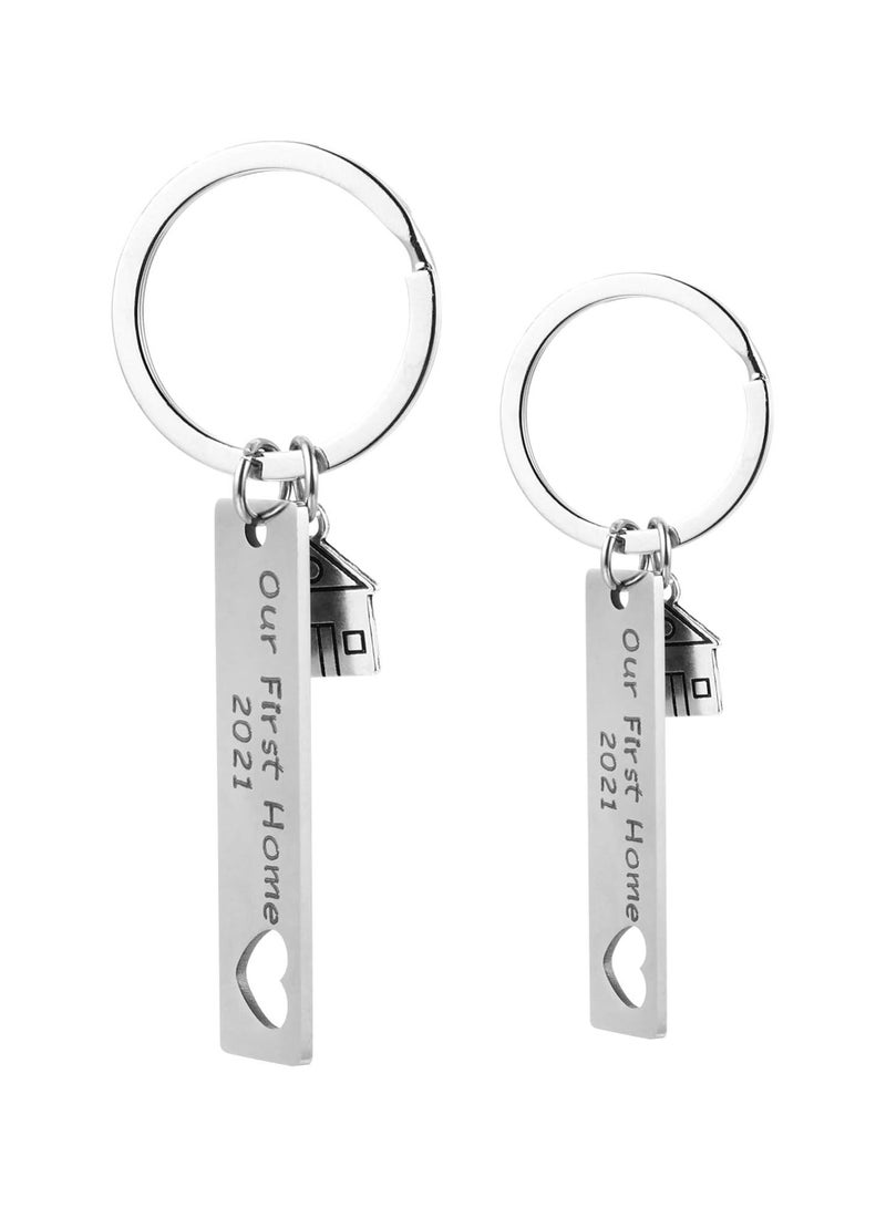GGOOT 2Pcs New Home Keychain 2021 Housewarming Gifts Keychain First Home Keyring Neighbor Gifts for Friends Homeowner - Image 1